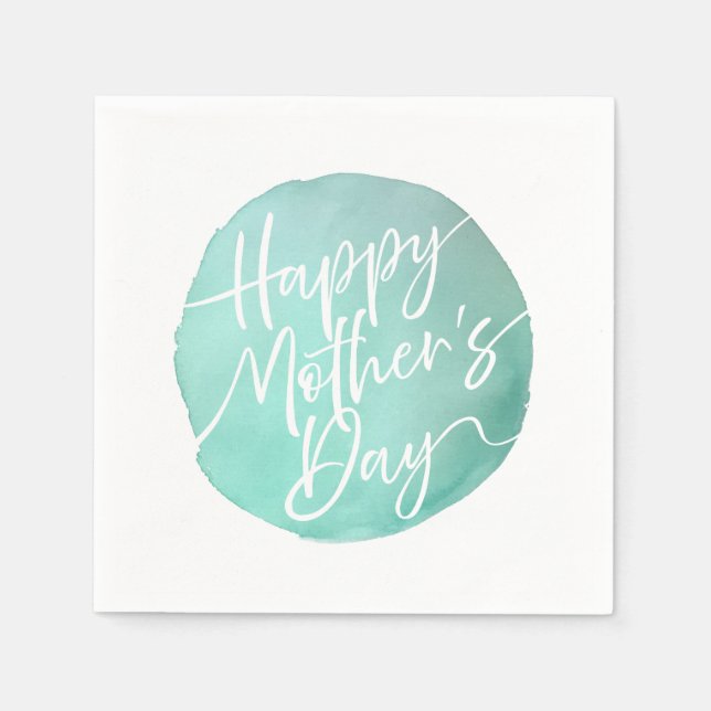 Simple watercolor circle Mother’s Day script Napkin (Front)