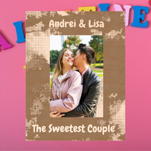 Simple Watercolor Couple Valentines Gift Wooden Etched Frames