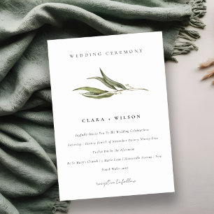 Simple Watercolor Eucalyptus Botanical Wedding Invitation
