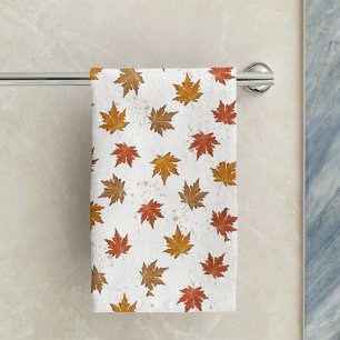 Simple Watercolor Fall Autumn Leaves Minimalist Hand Towel