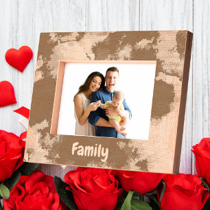 Simple Watercolor Family Valentines Gift Wooden Etched Frames