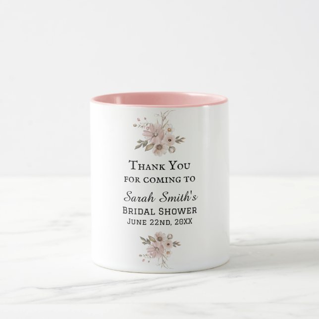Simple Watercolor Floral Bridal Shower Thank You Mug (Center)
