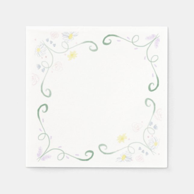 Simple Watercolor Floral Napkins (Front)
