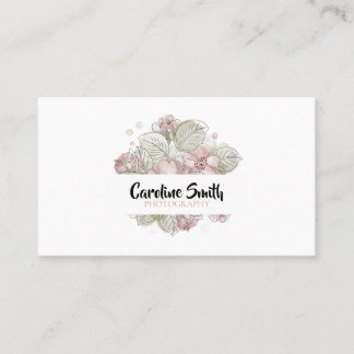 Simple, Watercolor Flower, both side printed Business Card