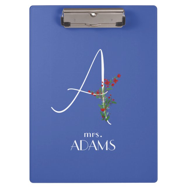 Simple watercolor flower letter A  Clipboard (Front)