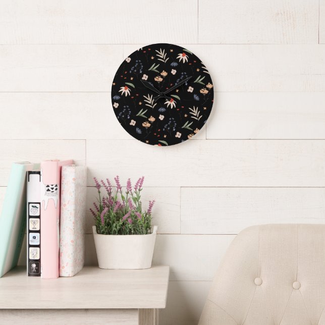 Simple watercolor flowers 1 large clock (Reading Room)