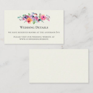 Simple Watercolor Flowers Modern Elegant Wedding Enclosure Card