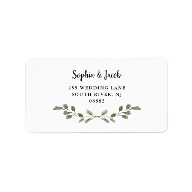 Simple Watercolor Foliage and Handwritten Script Label (Front)