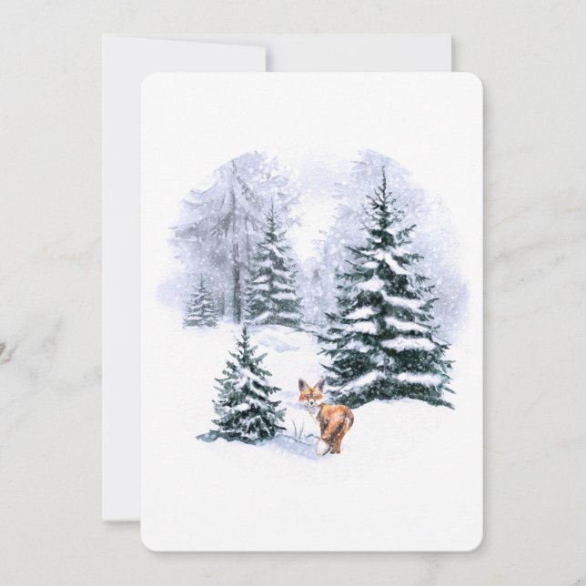 Simple Watercolor Forest Christmas Holiday Card (Front)