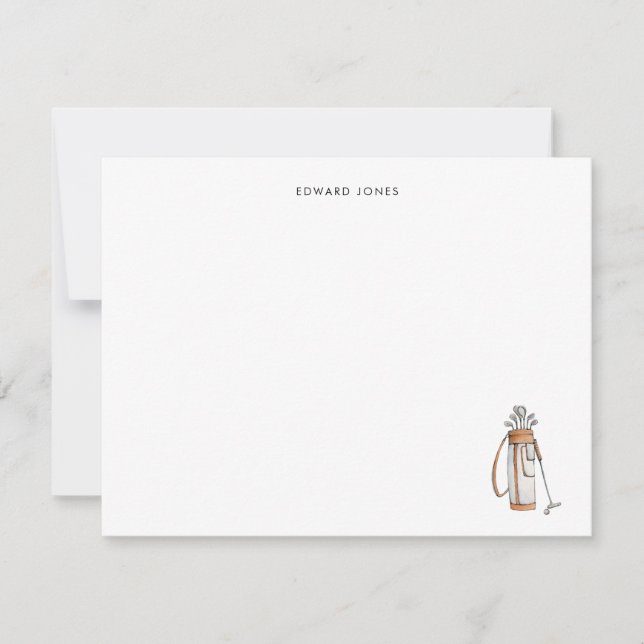 Simple Watercolor Golf bag Personalised  Thank You Card (Front)