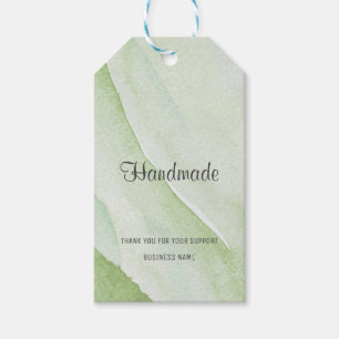 Simple Watercolor Green Handmade Business Support Gift Tags