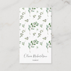 Simple Watercolor Greenery Botanical Business Card
