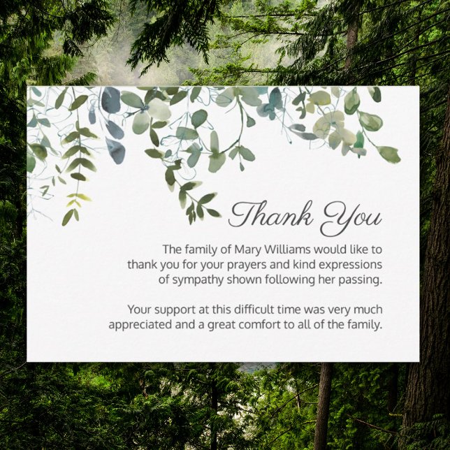 Simple Watercolor Greenery Funeral Thank You (Creator Uploaded)