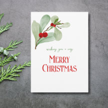 Simple Watercolor Greenery Photo Christmas