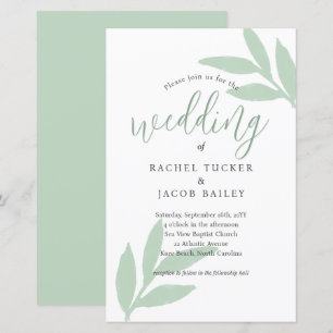 Simple Watercolor Greenery Wedding Invitation