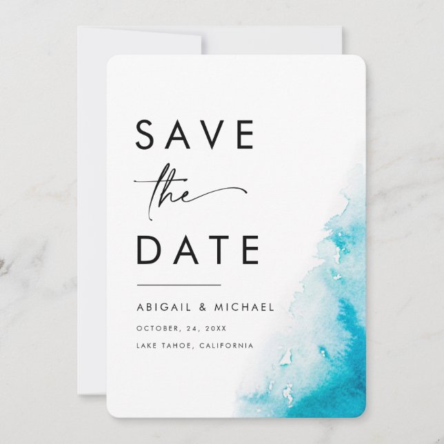 Simple Watercolor Handwritten Save the Date (Front)
