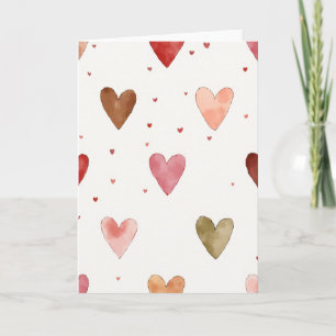 Simple Watercolor Heart Pattern Card
