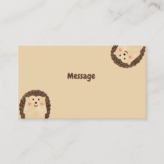 Simple watercolor Hedgehog Birthday message Enclosure Card (Front)