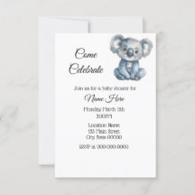 Simple Watercolor Koala Baby Shower