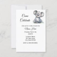 Simple Watercolor Koala Baby Shower