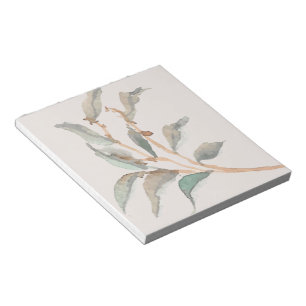 Simple watercolor leaves Modern green and pink Notepad