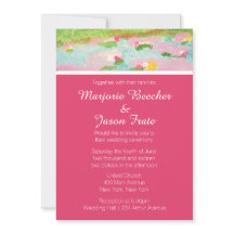 Simple Watercolor Lillies Wedding Invitation Pink