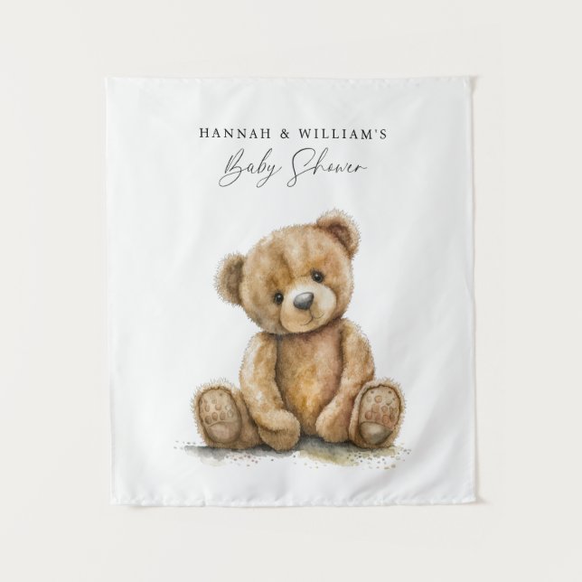 Simple Watercolor Little Bear Baby Shower Tapestry (Front)