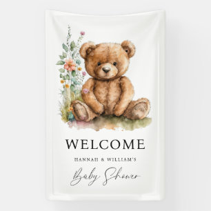 Simple Watercolor Little Teddy Bear Baby Shower We Banner