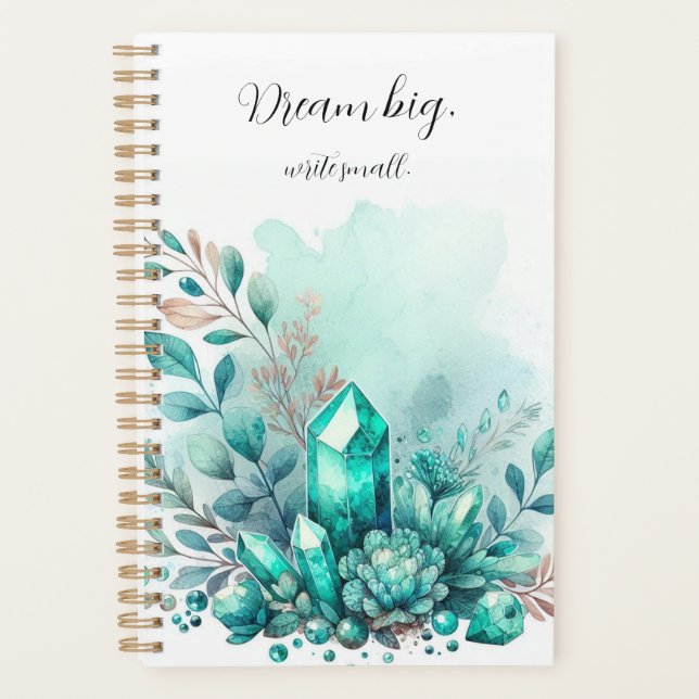 Simple Watercolor Modern Crystal Gold Planner (Front)
