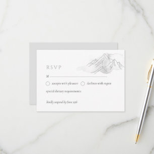 Simple Watercolor Mountain Elegant Nature Wedding RSVP Card