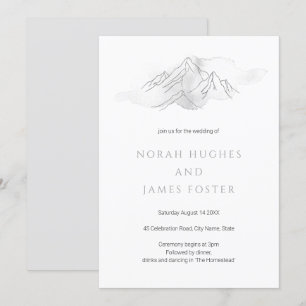 Simple Watercolor Mountain Scenic Nature Wedding Invitation
