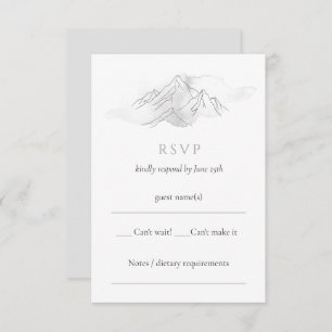 Simple Watercolor Mountain Scenic Nature Wedding RSVP Card