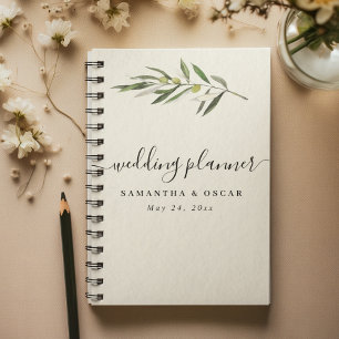 Simple Watercolor Olive Green Branch Planner