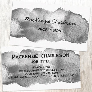 Simple Watercolor Paint Brushstroke Monotone Business Card
