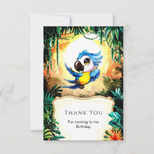 Simple Watercolor Parrot Birthday Thank You Card