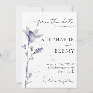 Simple Watercolor Periwinkle Flower Invitation