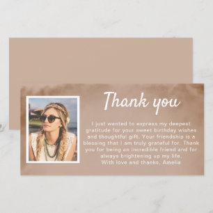 Simple Watercolor Photo Birthday  Thank You Card