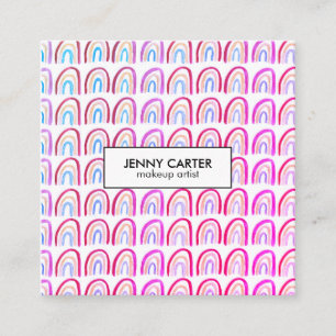 Simple Watercolor Rainbows Pattern Cool Purple Square Business Card