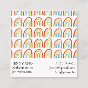 Simple Watercolor Rainbows Pattern Cool Square Business Card