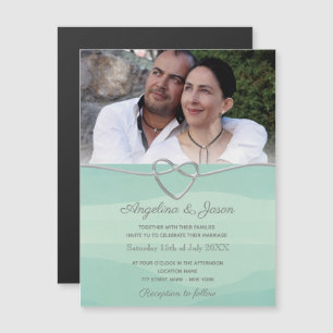 Simple Watercolor Sage Green Wedding Magnetic Invitation
