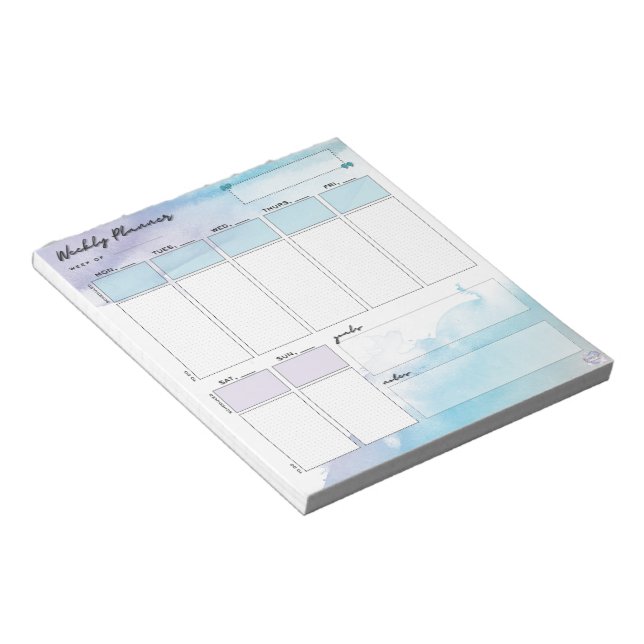 Simple Watercolor Small Weekly Planner Notepad (Angled)