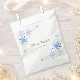 Simple Watercolor Snowflakes Winter Baby Shower Favour Bags