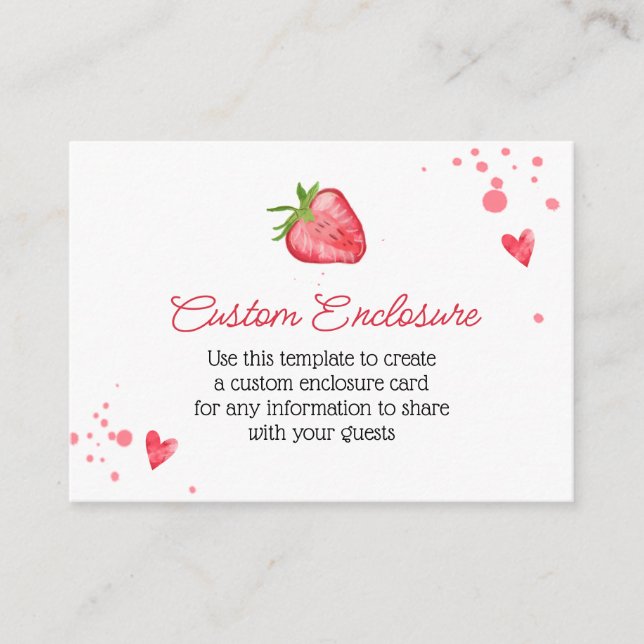 Simple Watercolor Strawberry Customised Enclosure Card (Front)