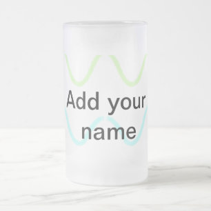 Simple watercolor stripes monogram add name tex t frosted glass beer mug