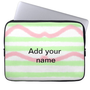 Simple watercolor stripes monogram add name tex t laptop sleeve