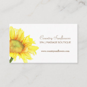 Simple Watercolor Sunflower Business Cards