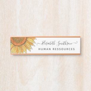 Simple Watercolor Sunflower Professional Floral Door Sign