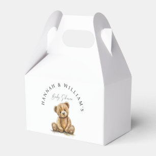 Simple Watercolor Teddy Bear Baby Shower Favour Box