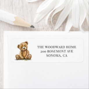Simple Watercolor Teddy Bear Return Address Labels