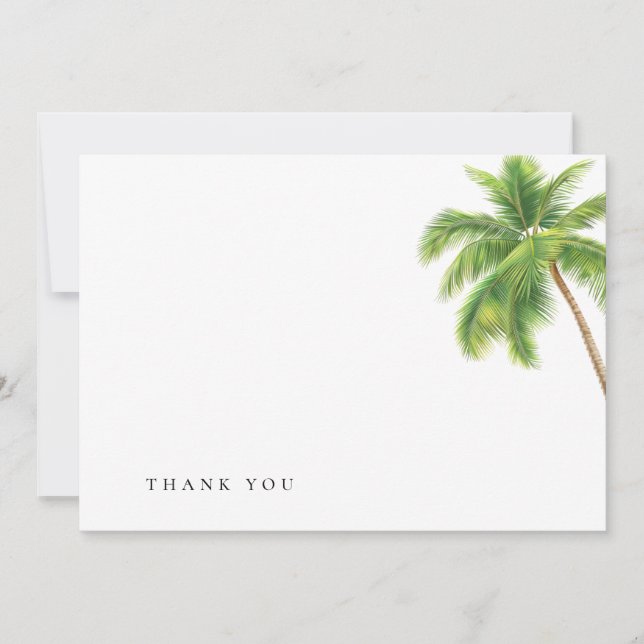 Simple Watercolor Tropical Palm Funeral Thank You (Front)